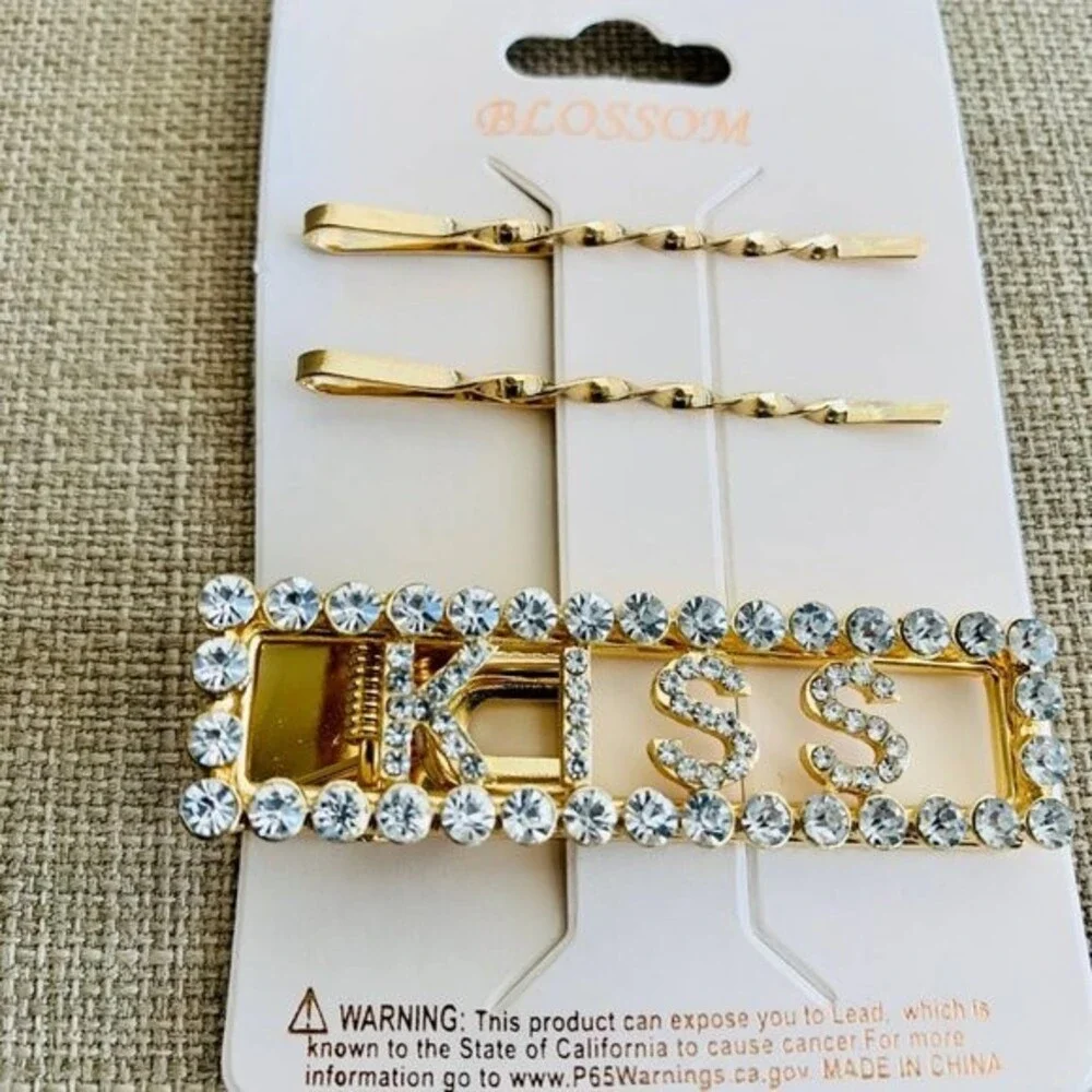 Hair clips fashion pins Rhinestone Gold Deco Hair Clips